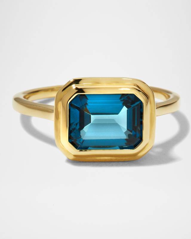 18K Manhattan London Blue Topaz Ring, Size 6.5
